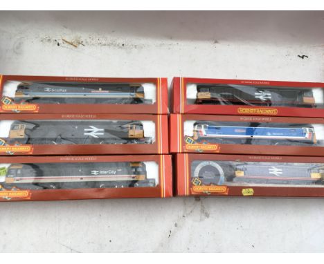 Hornby railways, OO scale, locomotives x6, boxed, including #R705 BR Co-Co diesel class 58 Railfreight, #R876 BR Co-Co diesel