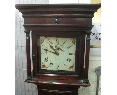 LATE 18TH CENTURY OAK CASED 30HR COTTAGE LONGCASE CLOCK the face marked B. Price (?), Shipston. The hood with moulded cornice