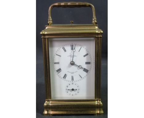 LATE 19TH/EARLY 20TH CENTURY FRENCH GILT BRASS CARRIAGE CLOCK marked Leroy et Fils, Regents Street, London, fluted gorge case