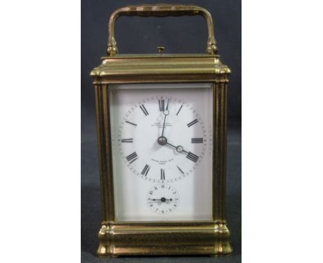 LATE 19TH/EARLY 20TH CENTURY FRENCH GILT BRASS CARRIAGE CLOCK marked Leroy et Fils, Regents Street, London, fluted gorge case