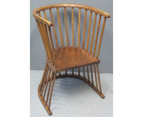 20TH CENTURY ASH AND BEECH REVERSIBLE FLIP OVER STICK BACKED CHAIR. Stamped registration mark: RD483013. (B.P. 24% incl. VAT)