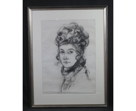 VALERIE GANZ (Welsh 1936-2015), 'Portrait of Jeanne', signed and dated 1976 verso, charcoal, 54 x 39cm approx. (B.P. 24% incl
