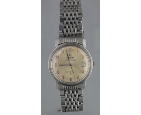 OMEGA "CONSTELLATION" STEEL GENTLEMAN'S CHRONOMETER AUTOMATIC WRISTWATCH having satin finish, Arabic face with date aperture 