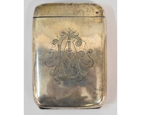 WILLIAM HAIR HASELER; a Victorian hallmarked silver cigarette case with hinged top and front, Birmingham 1898, 3ozt/96g.