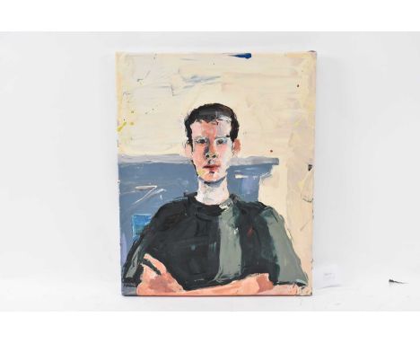 X PAUL RICHARDS (born 1949); oil on canvas, portrait of a young man, signed and dated 2003 verso, 50.5 x 40cm, unframed.