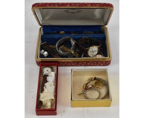 A quantity of gentleman's and lady's wristwatches including Timex, Rotary and Roamer, also assorted straps and silver and cos