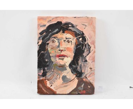 X PAUL RICHARDS (born 1949); oil on board, portrait of a female, 40 x 30cm, signed verso, unframed.
