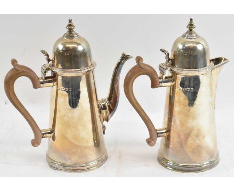 GOLDSMITHS &amp; SILVERSMITHS CO LTD; a George V hallmarked silver two piece cafe au lait set, London 1937, height 22cm, 38oz