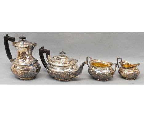 HAMMOND CREAKE &amp; CO; a late Victorian hallmarked silver four piece tea service, Sheffield 1895, weight 60.4 ozt/1878.1 g