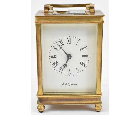 An early 20th century brass cased carriage clock, the white dial marked De La Grense, height 12.5cm.