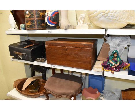 A mixed lot including signed boomerang, Siam sterling silver and enamel bracelet, carriage clock, cigarette dispenser, Imperi