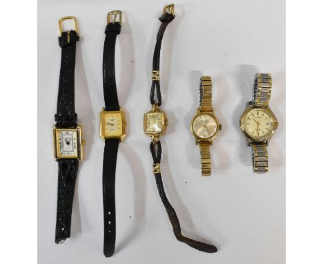 Five assorted lady's wristwatches including Tissot, Rotary, etc.