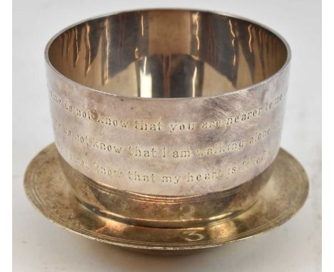 An Elizabeth II hallmarked silver bowl with year 2000 markings, diameter 9cm, also a small alms dish, combined approx 10.8ozt