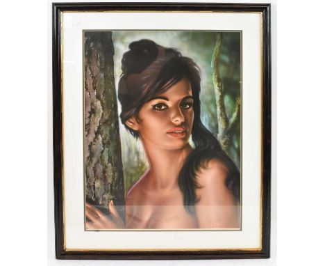 A mid-century printed portrait of lady, inscribed, 58 x 43cm, framed.