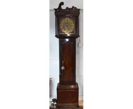 MATTHEW CHAMBARS, DUBLIN; an 18th century mahogany eight day longcase clock, the square brass dial with subsidiary seconds an