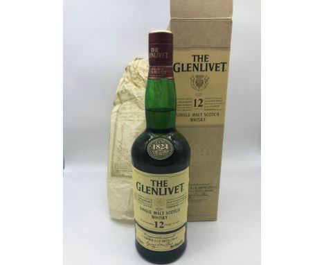 The Glenlivet 12 year old single malt Scotch Whisky. Full, Sealed, wrapper and box. 