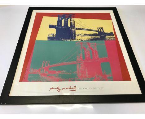 Andy Warhol vintage Lithograph poster "Brooklyn Bridge" Pop Art. Framed in a black frame. Frame measures 83x78cm 