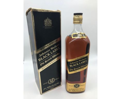 1980s Johnnie Walker Black Label old Scotch Whisky 12 years old. 1.125 litre bottle (full, sealed and boxed) 