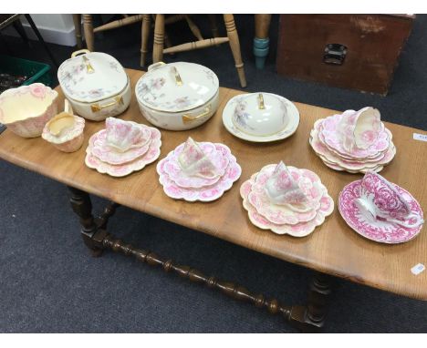 A Lot of mixed porcelain tea and dinner wares which includes The Foley China lace style tea set, Coalport cup and saucer and 