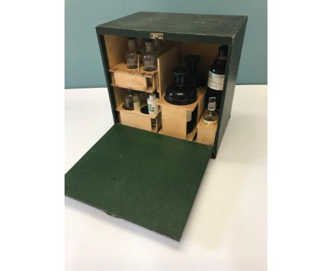 Vintage BP Testing kit, includes beakers, bottles, all fitted within a hardwood casing. 