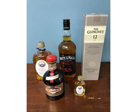 A Lot of Scottish Whisky, Includes Whyte & Mackay, The Glenlivet, Drambuie and 2 Masonic whisky labels. All full and sealed. 
