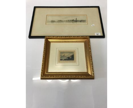 An original etching titled 'Porchester', by W. L. WYLLIE. R.A (1851-1931), together with a dry point etching titled 'Aw The H