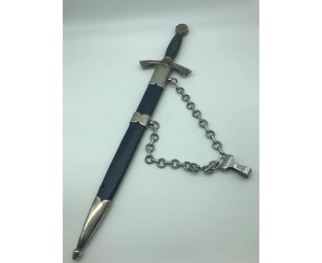 Rare First model Luftwaffe dagger, complete with hang chain and belt loop, SMF, Solingen makers mark, complete with original 