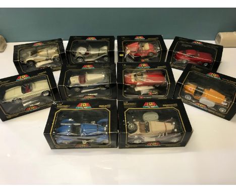 A Lot of ten 1/18 scale Burago car models 