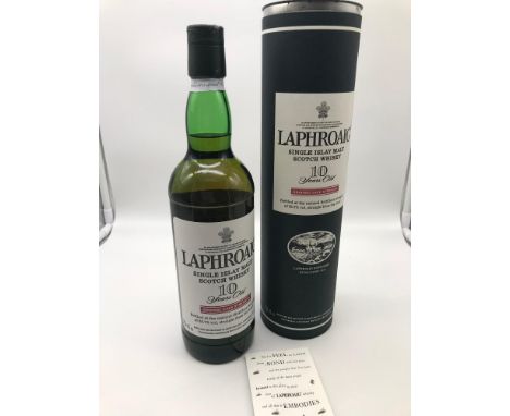 Laphroaig single Islay malt Scotch Whisky, 10 years old, Original cask strength, 70cl, 55.7%vol. Full, sealed and boxed. 