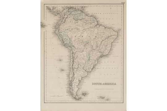 Karte SüdamerikaLithographie. "South America". In der Platte betit. R