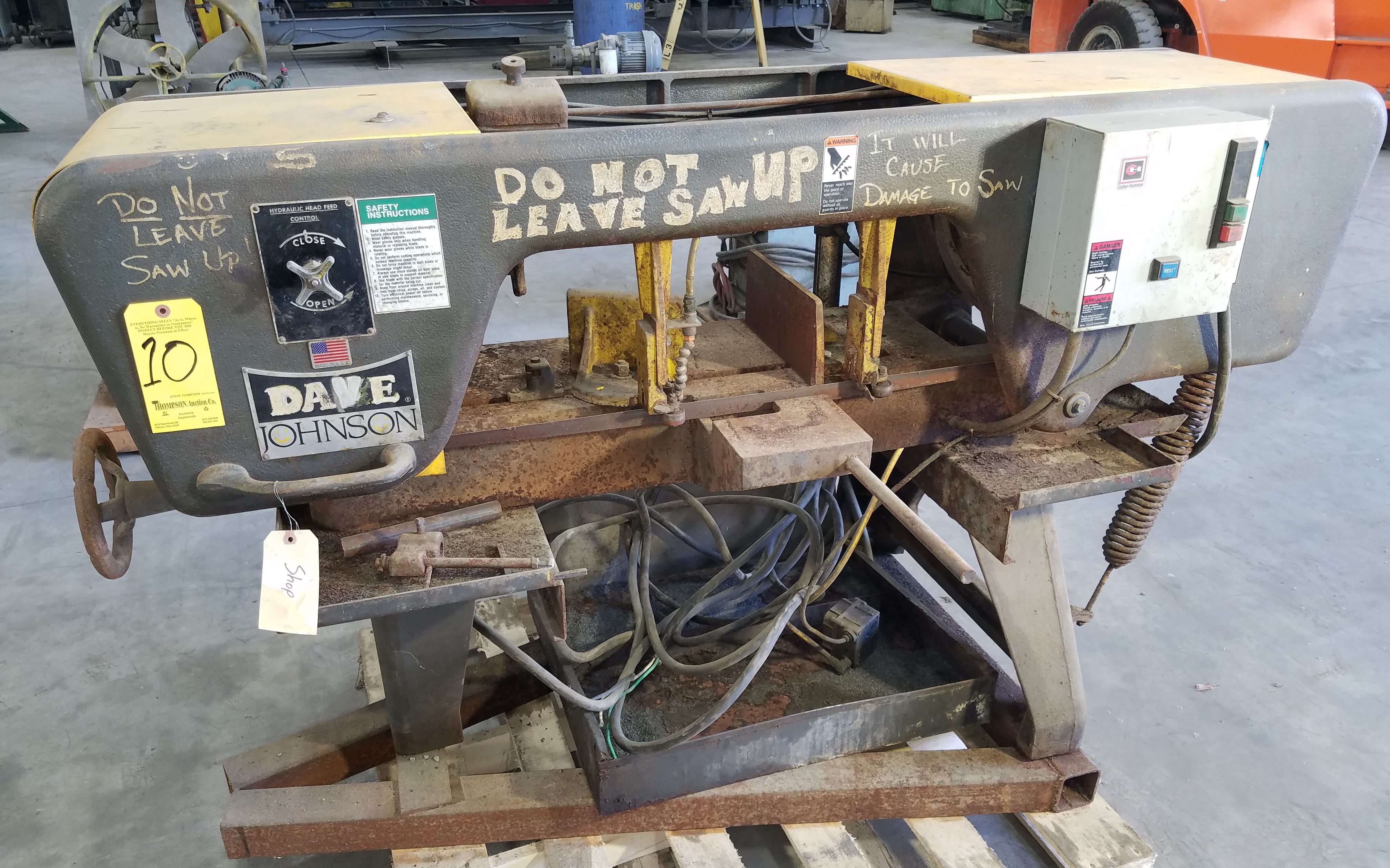 Dake Johnson Model JH10 Horizontal Band Saw, S/n 197580