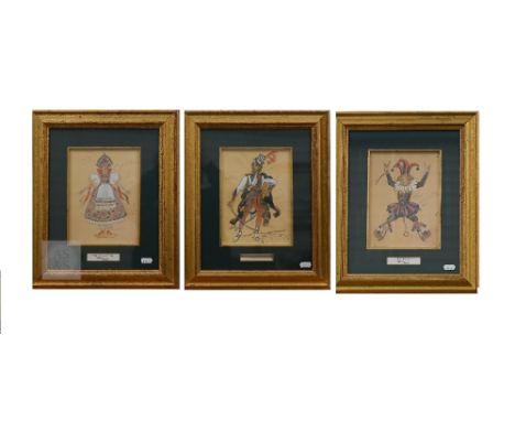 Three framed limited edition prints, 'The Original Designs of the Bolshoi Nutcracker 1919' including the Nutcracker, the Jest