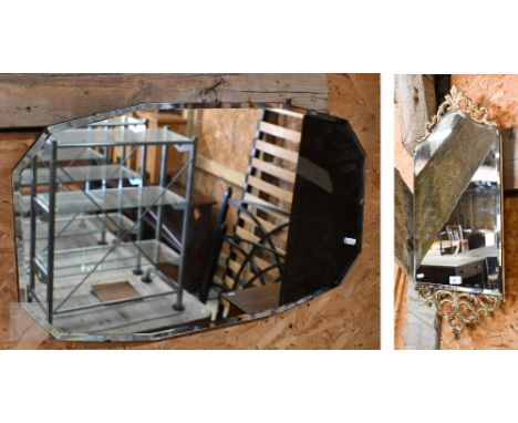 Two differing old bevel edged wall mirrors (2) 