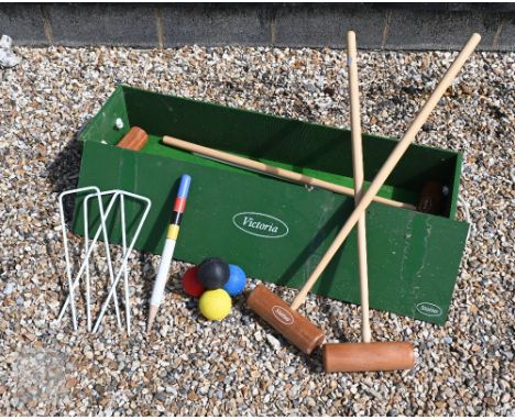 A Status Victoria croquet set in wooden box (little used) 