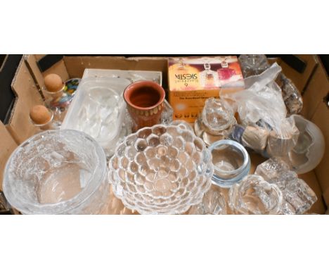A quantity of mostly late 20th century glassware, including Orrefors bowl, two Kosta Boda bowls, and a set of Ravenhead Siest