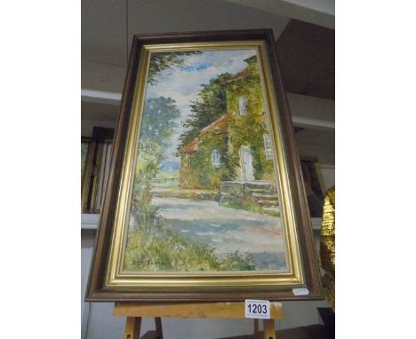 An oil on board rural scene signed K T H Johnson, COLLECT ONLY.