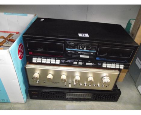 3 vintage HiFi Goodmans equalizer Sanyo twin cassette deck realistic amplifier SA-1500 
