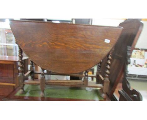 An oak barley twist leg gate leg table, COLLECT ONLY.