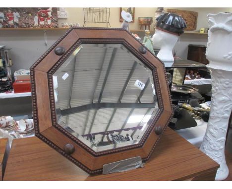 A hexagonal wood framed mirror 53cm x 53cm -  COLLECT ONLY 