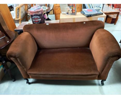 A 1920/30's brown Draylon drop end settee/sofa  COLLECT ONLY