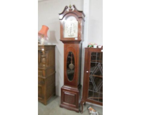 A mahogany inlaid Grandfather clock, COLLECT ONLY.