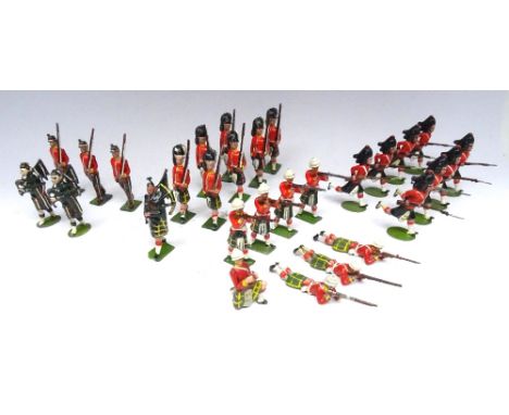Britains Scottish Regiments set 11, Black Watch charging, oval bases, Gordons firing and marching with Piper, Seaforths march