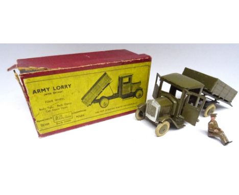 Britains set 1334 four-wheel Army Lorry, khaki finish, white treaded tyres, with driver, in original illustrated box (Conditi
