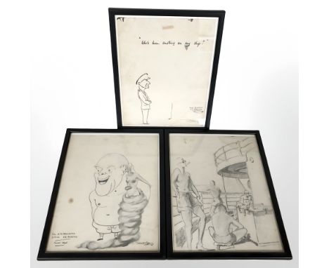 Brigg (Mid-20th century) Two caricature sketches of officers, one entitled 'Captain Robinson' the other 'Major W. A. Carruthe