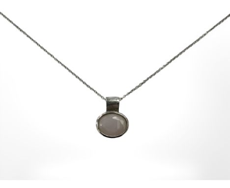 A 9ct white gold synthetic opal pendant on 9ct white gold chain, length 46 cm. CONDITION REPORT: Gross weight 4.6g.
