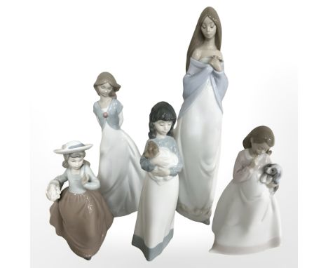 Five various Nao figures, tallest 34.5 cm.
