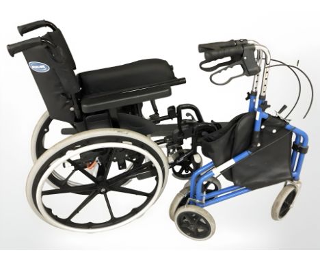 An Invacare folding wheelchair and walking aid 