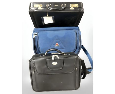 Three Antler luggage cases to include two shoulder bags and a lockable suitcase with combination.