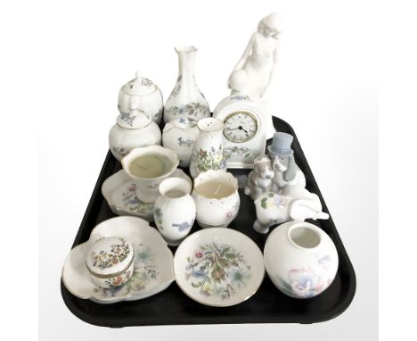 A group of Ainsley porcelain, Regency Fine Arts figure group, Nao group of two dogs, etc. 
