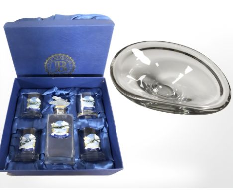 A Bradford Exchange legendary aircraft of WWII decanter and tumbler set, in presentation box, together with a Dartington frui